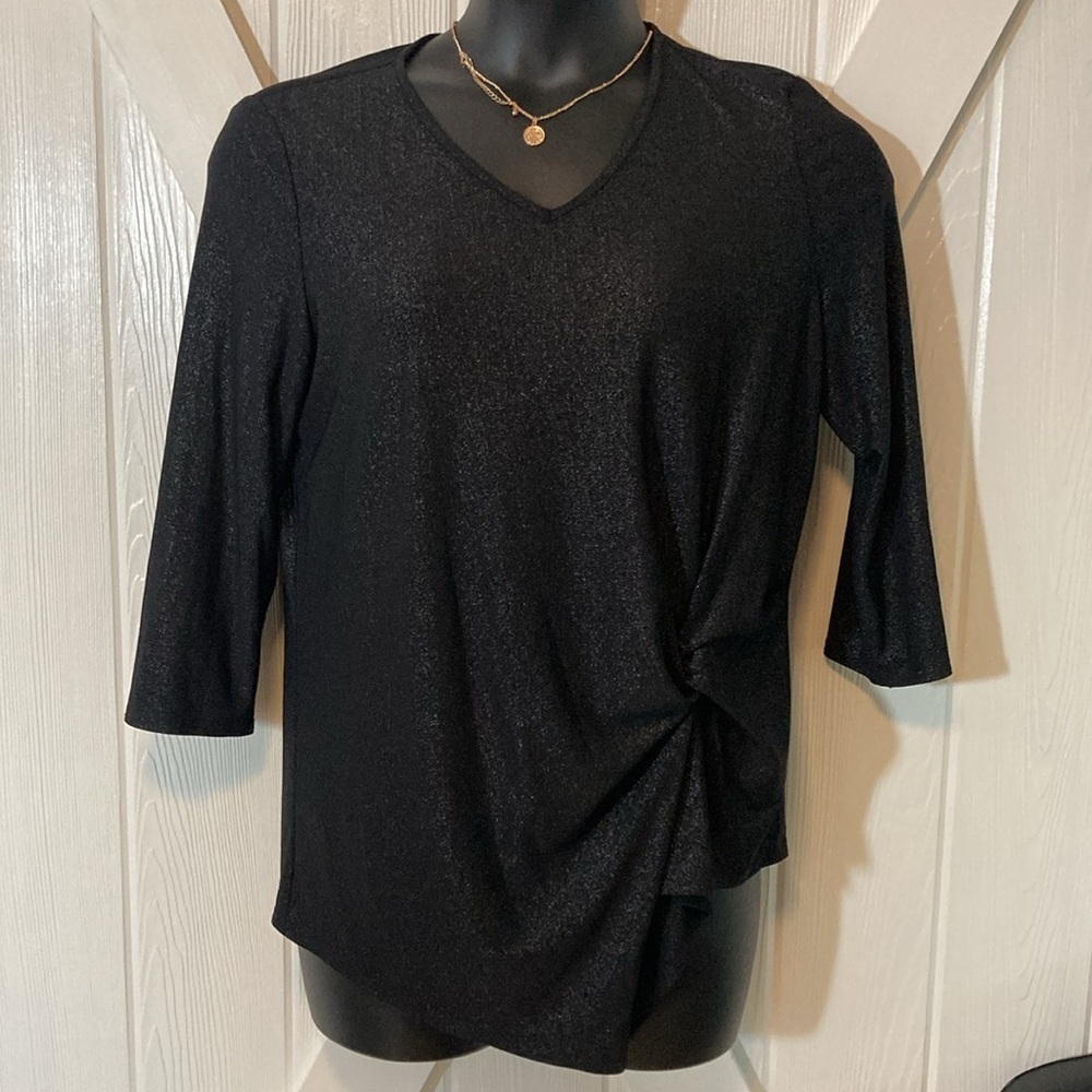 Joseph Ribkoff - Black Shimmer Twist Front Top